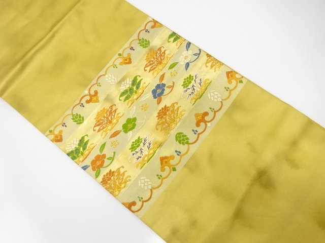 JAPANESE NAGOYA OBI / WOVEN FLORAL PLANTS